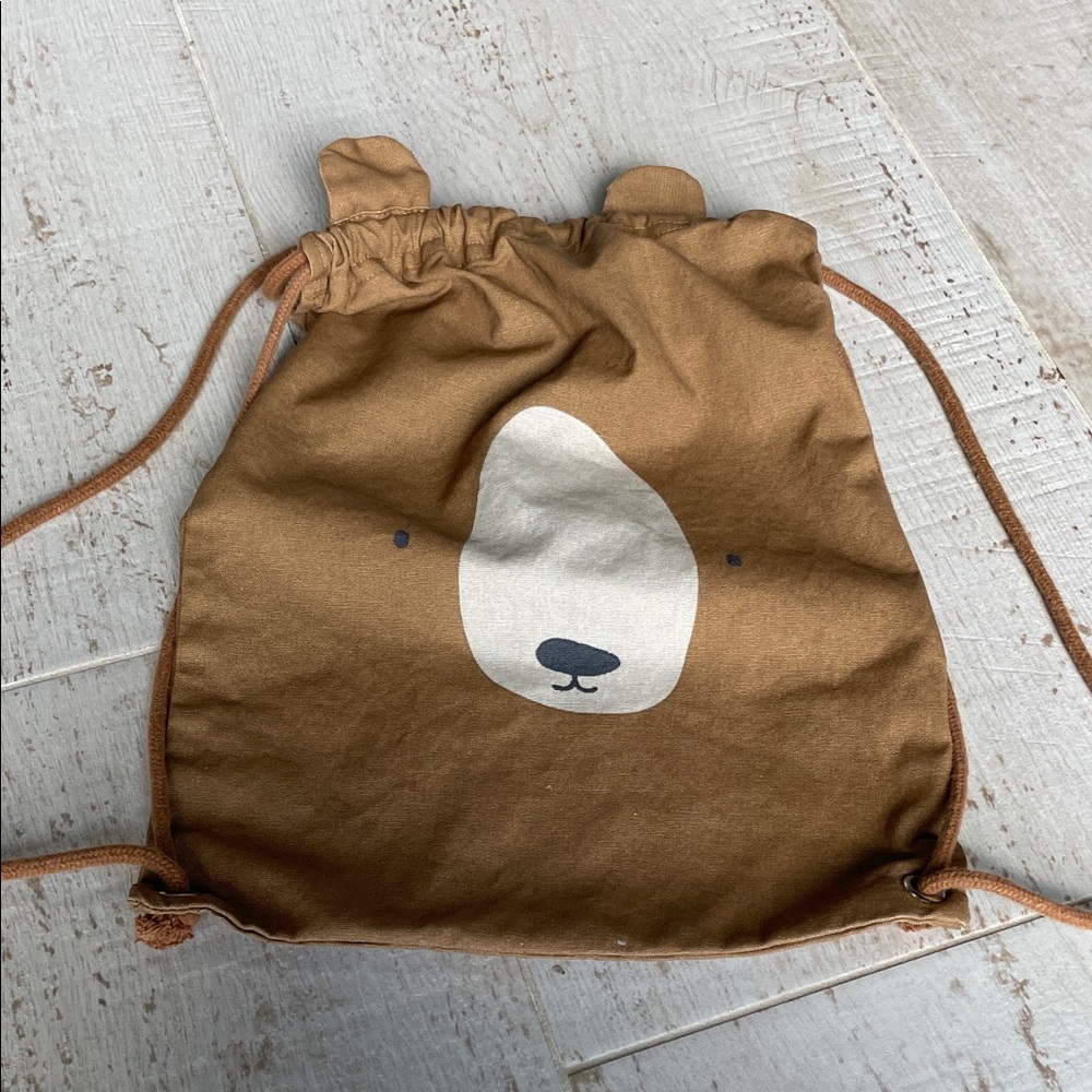 $5💕 H&M HOME Kids Brown Bear Drawstring Bag